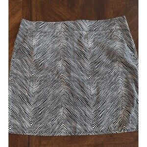 Ann Taylor Madison Black White Mini Skirt Size 14 Stretch